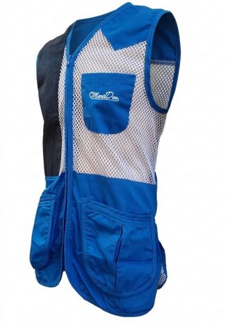 2901001 - GILET DA TIRO SPORTING - COL. CELESTE E BIANCO - CON RIPORTO SULLA SPALLA IN ALCANTARA - TG M ALLA 3XL - MARTIDEN - SAG NATURE