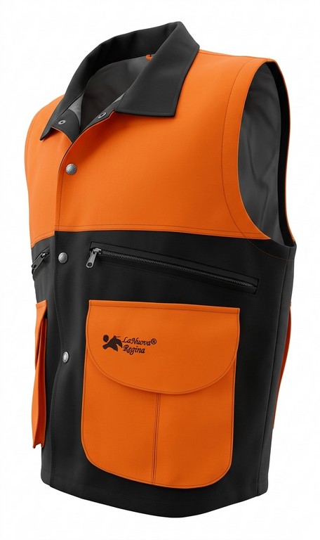2901024 - GILET WOOD 100% COTONE CERATO - COLORE VERDE E BLAZE ORANGE - TG S ALLA 4XL - LA NUOVA REGINA - SAG NATURE
