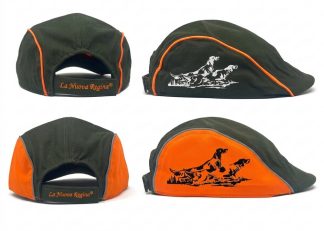 2903002 - CAPPELLO COPPOLA CON RICAMO COPPIA SETTER - VERDE O VERDE E ARANCIONE - LA NUOVA REGINA