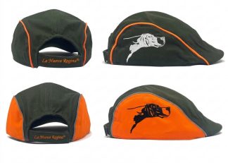 2903005 - CAPPELLO COPPOLA CON RICAMO TESTA POINTER - VERDE O VERDE E ARANCIONE - LA NUOVA REGINA