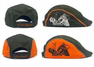 2903011 - CAPPELLO COPPOLA CON RICAMO SETTER E BECCACCIA - VERDE O VERDE E ARANCIONE - LA NUOVA REGINA