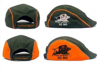 2903014 - CAPPELLO COPPOLA CON RICAMO CINGHIALE CON RETICOLO - VERDE O VERDE ARANCIONE - LA NUOVA REGINA