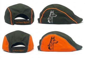 2903015 - CAPPELLO COPPOLA CON RICAMO PODENCO O SEGUGIO DA CONIGLIO - VERDE O VERDE ARANCIONE - LA NUOVA REGINA