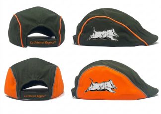 2903017 - CAPPELLO COPPOLA CON RICAMO CINGHIALE IN CORSA - VERDE O VERDE ARANCIONE - LA NUOVA REGINA