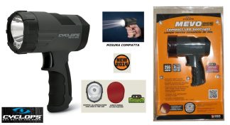 4201011 - LAMPADA MEVO 255 LUMENS - ALIMENTATO DA 4 BATTERIE AA - DOPPIA COLORAZIONE - FASCIO LUNGO BIANCO E 3 LED VERDI A CORTO RAGGIO - CYC-X255H - CYCLOPS