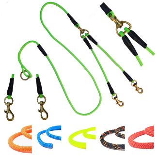 6602004 - GUINZAGLIO IN CORDINO NAUTICO CON DOPPIO TERMINALE E MOSCHETTONI IN OTTONE- VARI COLORI - MISURA 130 CM