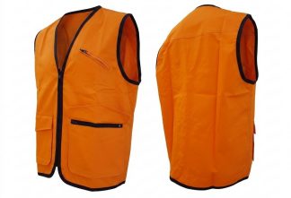 0102002 - GILET ARANCIONE ALTA VISIBILITA' IN COTONE 100% - DUE TASCHE ANTERIORI CON ZIP E PATTA  E TASCHINO PORTARADIO - SAG NATURE - TG S ALLA TG 5XL