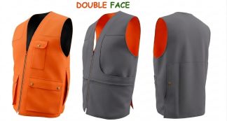 0102003 - GILET DOUBLE FACE ALTA VISIBILITA' ORANGE/VERDE CON TASCAPANE SU ENTRAMBI I LATI -  LEGGERO ED IDROREPELLENTE - TG S ALLA 5XL - SAG NATURE