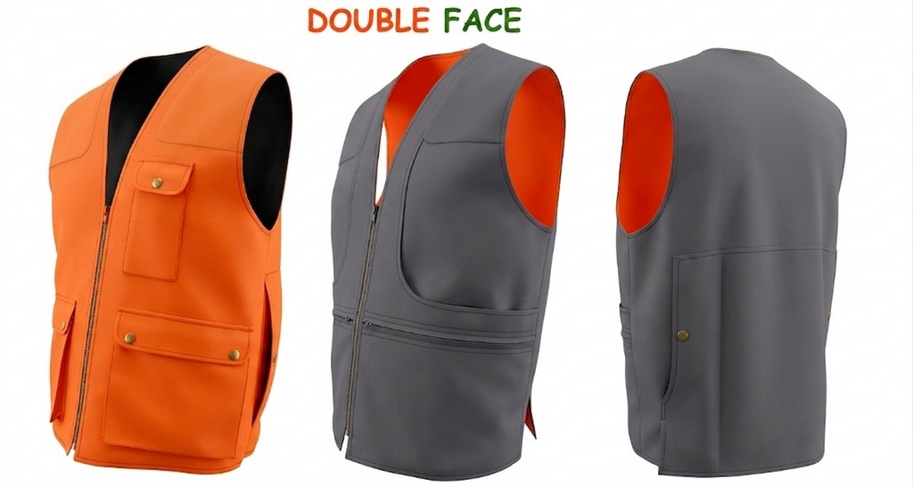 0102003 - GILET DOUBLE FACE ALTA VISIBILITA' ORANGE/VERDE CON TASCAPANE SU ENTRAMBI I LATI - LEGGERO ED IDROREPELLENTE - TG S ALLA 5XL - SAG NATURE