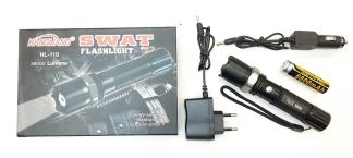 0801029 - TORCIA-LAMPADA RICARICABILE POLICE 1 LED 30WATT C/BUSSOLA + CARICABATT. AUTO + CARICBATT. 220V - LOWCOSTLAMP