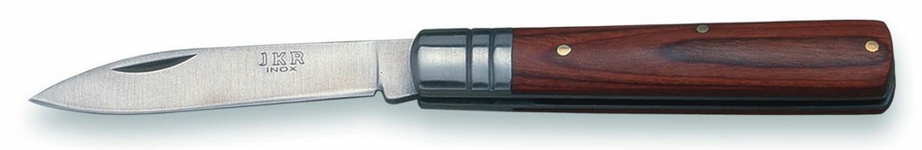 1203205 - COLTELLO CON GHIERA INOX CON MANICO LEGNO ROSSO LAMA 7 CM - JKR77