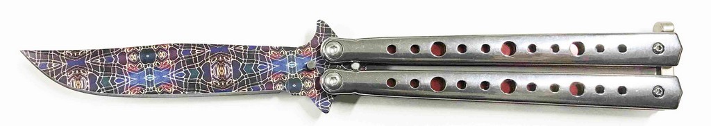 1203240 - COLTELLO BUTTERFLY CON MANICO IN ALLUMINIO LAMA 10,5 CM - JKR646