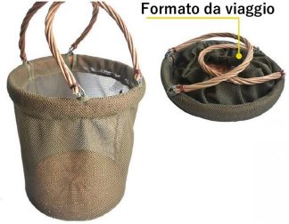 1708083 - CESTINO PIEGHEVOLE IN RETE PER FUNGHI - DIAMETRO 27 CM - 17 LITRI - VG-2