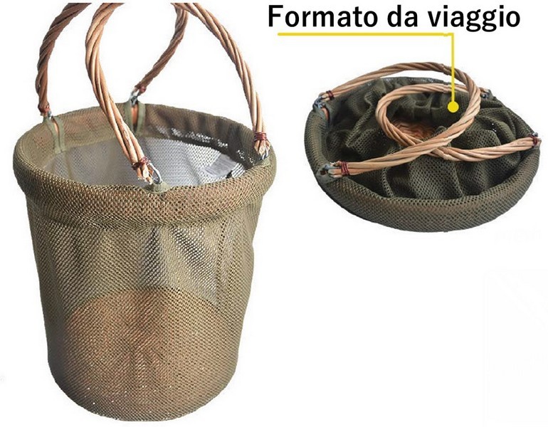 1708083 - CESTINO PIEGHEVOLE IN RETE PER FUNGHI - DIAMETRO 27 CM - 17 LITRI - VG-2