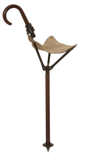 1709082 - SGABELLO IN LEGNO E PELLE DA CHIUSO DIVENTA BASTONE CON IMPUGNATURA AD OMBRELLO - ART. 1178