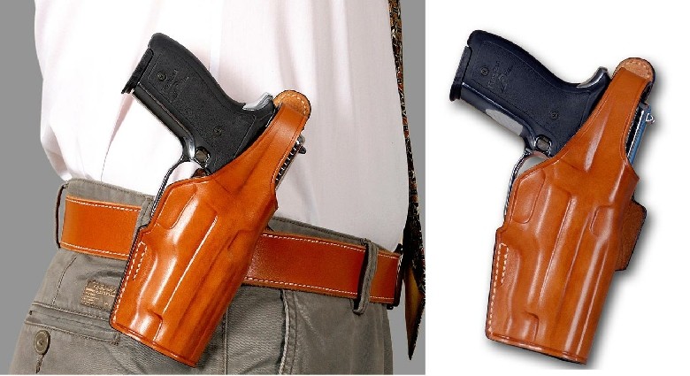 3801018 - FONDINA MASC HOLSTER IN CUOIO NERA O TAN - DX O SX ART. GF-145 TARA