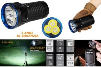5501013 - LAMPADA X7R MARAUDER 9000 LUMENS - BATTERIE 4X18650 - DISTANZA ILLUMINAZIONE 313 METRI - IMPERMEABILE - 127X68 MM - GARANZIA 5 ANNI - OLIGHT