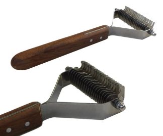 6602005 - CARDATORE CON LAME ACCIAIO INOX - MANICO LEGNO 13 CM - LARGHEZZA TESTA 7 CM - SAG NATURE