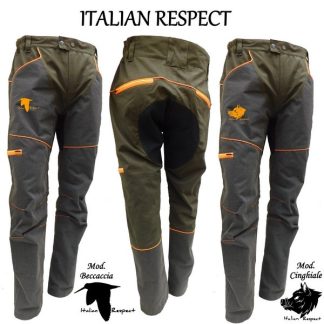 0101002 - PANTALONE ITALIAN RESPECT AG1 IN COTONE CON FIBRA ELASTICA E RIPORTO IN KEVLAR SULLE GAMBE - DALLA TG 42 ALLA 64 - SAG NATURE - CINGHIALE TERMINATA TG 54 - 56 - BECCACCIA TERMINATE TG 60 - 62