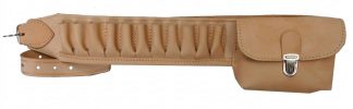 0305033 - CARTUCCIERA IN PELLE VACCHETTA NABUK CON MARSUPIO CENTRALE 14,5X10,5 CM - 25 CELLE - TUTTI I CALIBRI - SAG NATURE