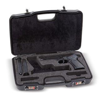 0901208 - 2059 I T-IBR VALIGIA PER PISTOLA CON DUE CARICATORI VERSIONE CON INTERNO SGOMATO PER PISTOLA E 2 CARICATORI, CON VELLUTO - CM 36,5X20X7 - NEGRINI