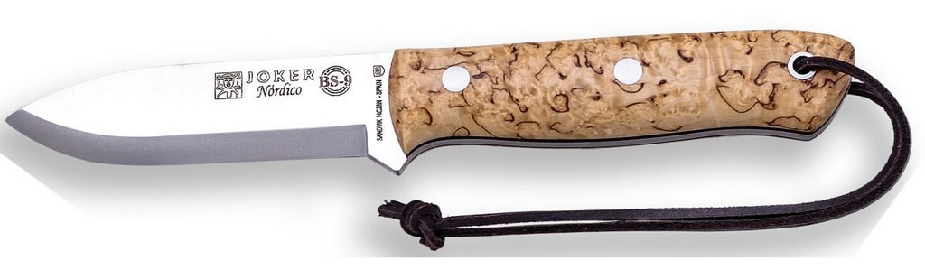 1201040 - COLTELLO BUSHCRAFT PER SOPRAVVIVENZA BS9 NORDIC ACCIAIO SANDVIK 14C28N MANICO BETULLA RICCIA LAMA 10 CM PESO 160 GR - JOKER CL115