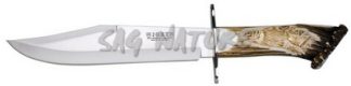 1201502 - COLTELLO CON MANICO DI CERVO INTARSIATO A MANO LAMA 25 CM PESO 400 GR - COMPLETO DI FODERO PELLE - JOKER CT101