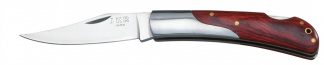 1203066 - COLTELLO TASCABILE CON MANICO LEGNO 2 TESTINE INOX LAMA CM 8 - JKR15