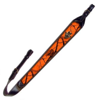 1704008 - BRETELLA/CINGHIA ORANGE DA CARABINA IN CUOIO CON IMBOTTITURA IN NEOPRENE - CM 98 - CINGHIALE - ART. M264-1643