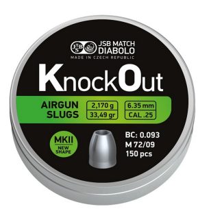 1718032 - PALLINI JSB SLUG SLUG KNOCK OUT 6.35mm/.25 - 33.49gr - Scatola da 150 pz
