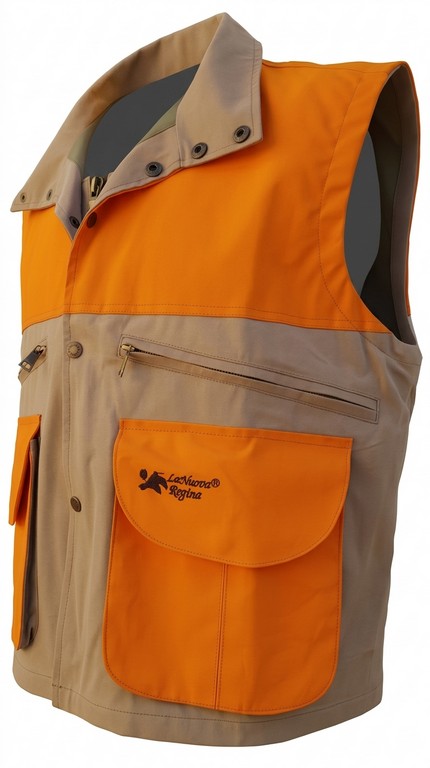 2901023 - GILET WOOD 100% COTONE CERATO - COLORE BEIGE E BLAZE ORANGE - TG S ALLA 4XL - LA NUOVA REGINA - SAG NATURE