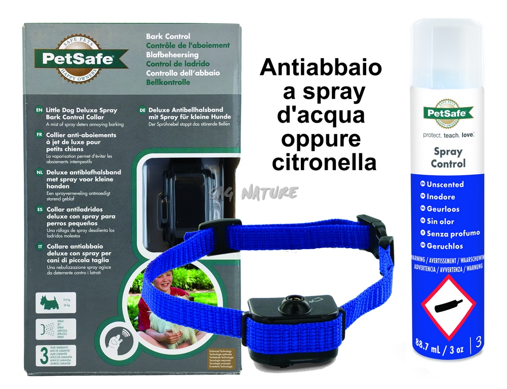 2601061 – COLLARE ANTIABBAIO SPRAY AD ACQUA O ALLA CITRONELLA PER CANI FINO  A 26 KG – RICARICA AD ACQUA INCLUSA INODORE – PET SAFE – PBC19-11796 – SAG  NATURE SHOP