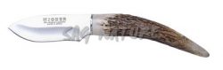 1201137 - COLTELLO CON MANICO IN CORNO DI CERVO LAMA IN MOLIBDENO VANADIO 7,5 CM - COMPLETO DI FODERO PELLE - JOKER CC57