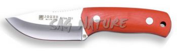 1201220 - COLTELLO BUSHCRAFT ERIZO TS1 PER COLLO E CINTURA ACCIAIO MOVA 1.4116 MANICO MICARTA LAMA 7,5 CM PESO 135 GR - COMPLETO DI FODERO IN PELLE - JOKER CN81