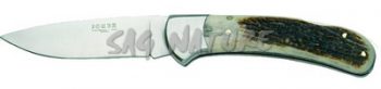 1201534 - COLTELLO COCKER CON MANICO IN CORNO DI CERVO VIROLA ACCIAIO INOX LAMA 9 CM PESO 135 GR - JOKER NC47