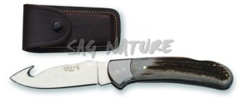 1201535 - COLTELLO COCKER CON SCUOIATORE CON MANICO IN CORNO DI CERVO LAMA 9 CM PESO 135 GR - JOKER NC50