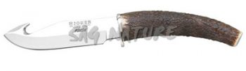 1201775 - COLTELLO CON SCUOIATORE CON MANICO IN CORNO DI CERVO LAMA 11 CM PESO 140 GR - COMPLETO DI FODERO - JOKER CC74