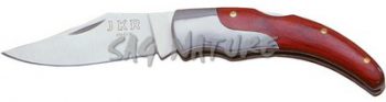 1203049 - COLTELLO TASCABILE CON MANICO IN LEGNO ROSSO INOX VIROLA E FOGLIA LAMA 6 CM - JKR12