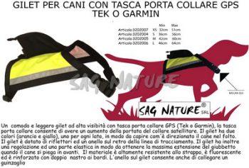 3202005 - GILET PER CANI CON TASCA PORTA COLLARE GPS TEK O GARMIN - TAGLIA M - DIAM. COLLO 42-60 CM