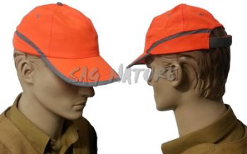 0103027 - CAPPELLO BASEBALL IN NYLON ARANCIO FLUO CON BANDE RIFLETTENTI - TAGLIA UNICA - CF 12 PZ - CAPLOW