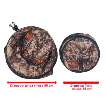 1713011 - CAPANNO CAMUFLAGE IN POLYESTERE PU. RIPIEGABILE CON TETTO  IN CUSTODIA TRASPORTO - CM 100X100 - ART. TENDA CACCIA - immagine 2