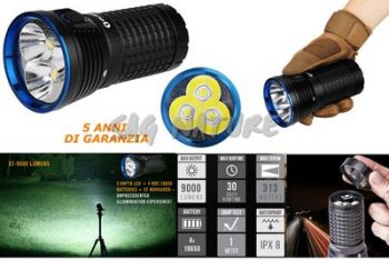 5501013 - LAMPADA X7R MARAUDER 9000 LUMENS -  BATTERIE 4X18650 - DISTANZA ILLUMINAZIONE 313 METRI -  IMPERMEABILE - 127X68 MM - GARANZIA 5 ANNI - OLIGHT