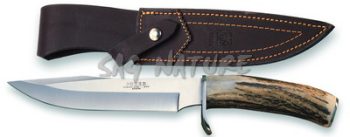 1201030 - COLTELLO CON MANICO IN CORNO DI CERVO LAMA 17 CM IN ACCIAIO 440 PESO 233 GR - COMPLETO DI FODERO - JOKER CC37
