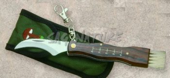 1203043 - COLTELLO PER FUNGHI CON MANICO LEGNO C/FODERO IN CORDURA LAMA 7 CM - JKR32