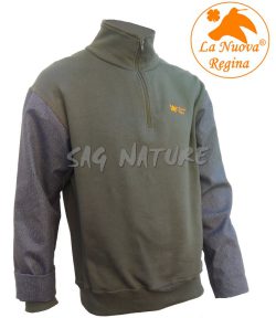 2901080 - MAGLIA SUPREME IN PILE MEZZA ZIP CON RIPORTO IN KEVLAR SULLE MANICHE - COL. VERDE -  TG S ALLA 5XL - LA NUOVA REGINA - SAG NATURE