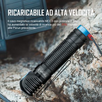 5501015 - LAMPADA PERUN2-RICARICABILE - 2500 LUMENS - BATTERIA 21700 da 4000mAh - DISTANZA ILLUMINAZIONE 166 METRI - IMPERMEABILE - GARANZIA 5 ANNI - OLIGHT - immagine 2