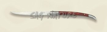 1203113 - COLTELLO STILETTO VIROLA ACCIAIO INOX CON MANICO LEGNO ROSSO LAMA 7 CM - JKR170