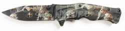 1203247 - COLTELLO PIEGHEVOLE ASSISTITO A MOLLA CON MANICO IN ALLUMINIO E MOTIVI MORTE LAMA 8,5 CM - JKR667