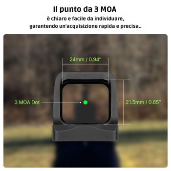 5501028 - PUNTO ROSSO RED DOT OSIGHT-RD 3 MOA NERO RETICOLO ROSSO CON COVER DI RICARICA MAGNETICA - OLIGHT - immagine 3