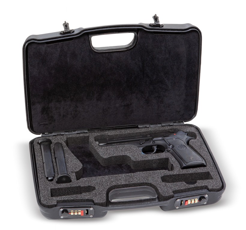 0901208 - 2059I T-IBR VALIGIA PER PISTOLA CON DUE CARICATORI VERSIONE CON INTERNO SGOMATO PER PISTOLA E 2 CARICATORI, CON VELLUTO - CM 36,5x20x7 - NEGRINI